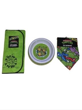 Nickelodeon Teenage Mutant Ninja Turtles Green & White Pet Feeding Set